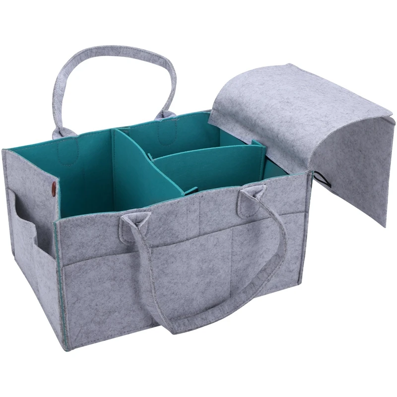 Foldable Felt Baby Diaper Caddy Organiser Removable Lid Storage Bag Kid Toys Portable Bag Box For Car Travel Changing Table Orga