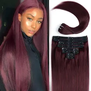 Burgundy Hair Extensions Clip In AliExpress