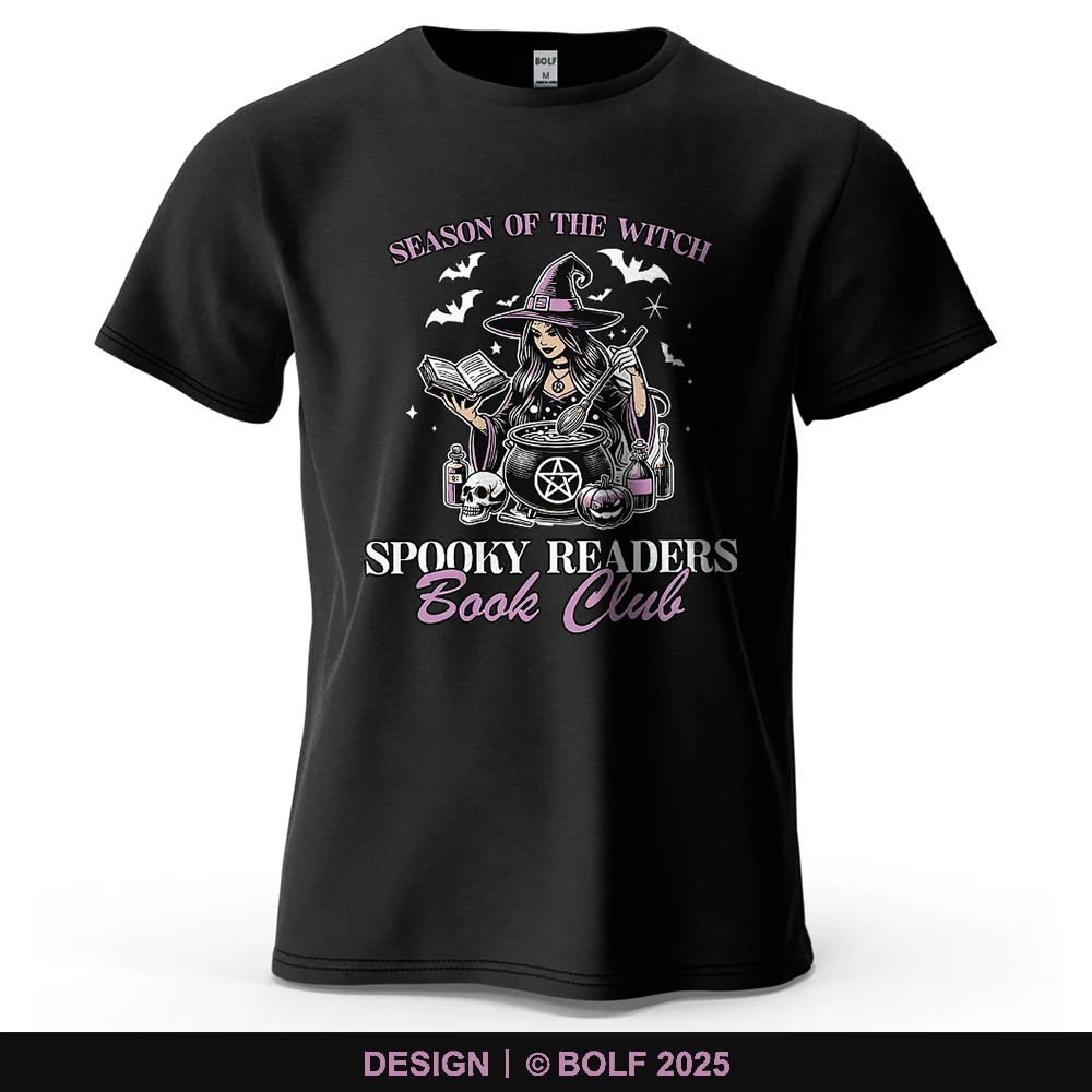 Witchy Book Club bedrucktes Herren-T-Shirt, 100 % Baumwolle, übergroß, geheimnisvoll, einzigartig, Grafik-T-Shirts für Damen, Tops, T-Shirts, Lesen
