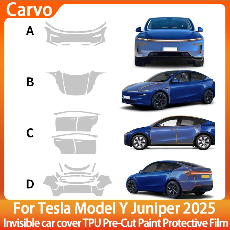 

Pre-Cut Paint Protection Film for Tesla Model Y Juniper 2025 TPU Clear Car Body Sticker Kit Anti-Scratch Accessories