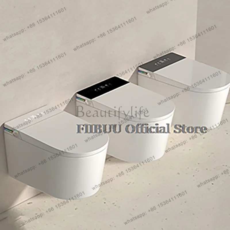 Wall Mounted Intelligent Toilet Bidet Smart Toilet for Bathroom Tankless Auto Open/Close Heated Seat Electric Elongated WallHung