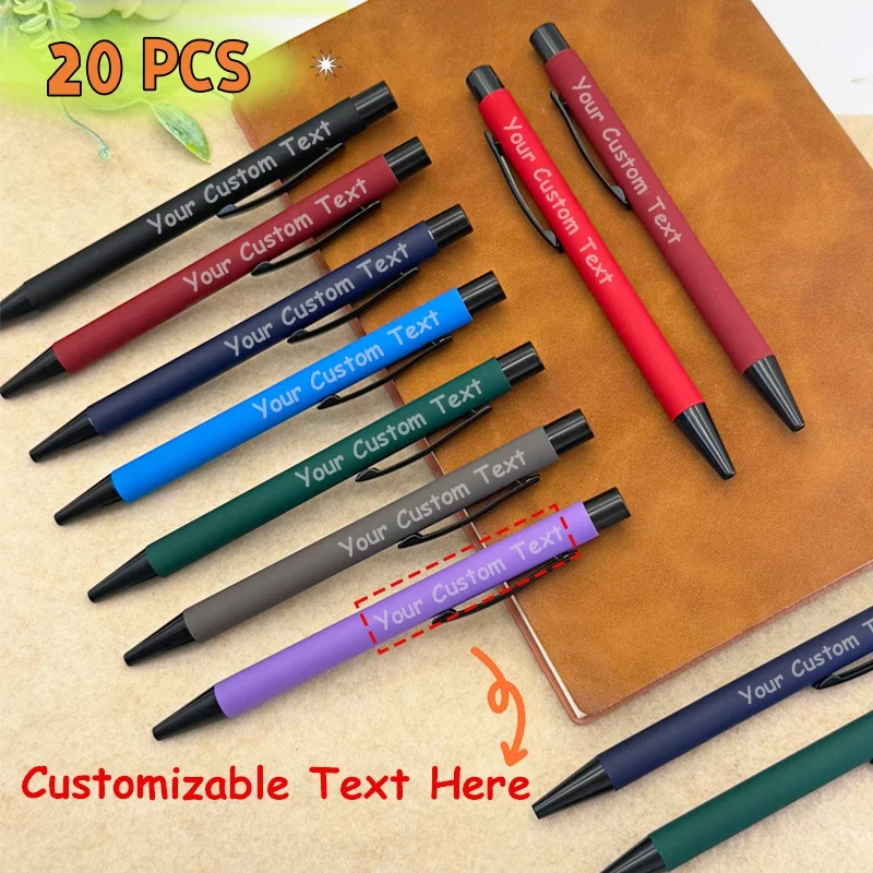 

20 шт. роскошные настраиваемые алюминиевые металлические шариковые ручки для делового офиса, встреч, подпись, реклама, рекламные подарки