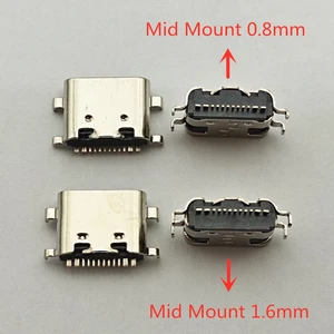 10-100 buah Konektor USB USB-3.1 Tipe C Dudukan Tengah Horizontal 16P Perempuan 1.6 mm Melalui Papan 0.8 Mm untuk adaptor Pengisi Daya DIY Tipe C 8 penjualan terbaik usb c diy - №