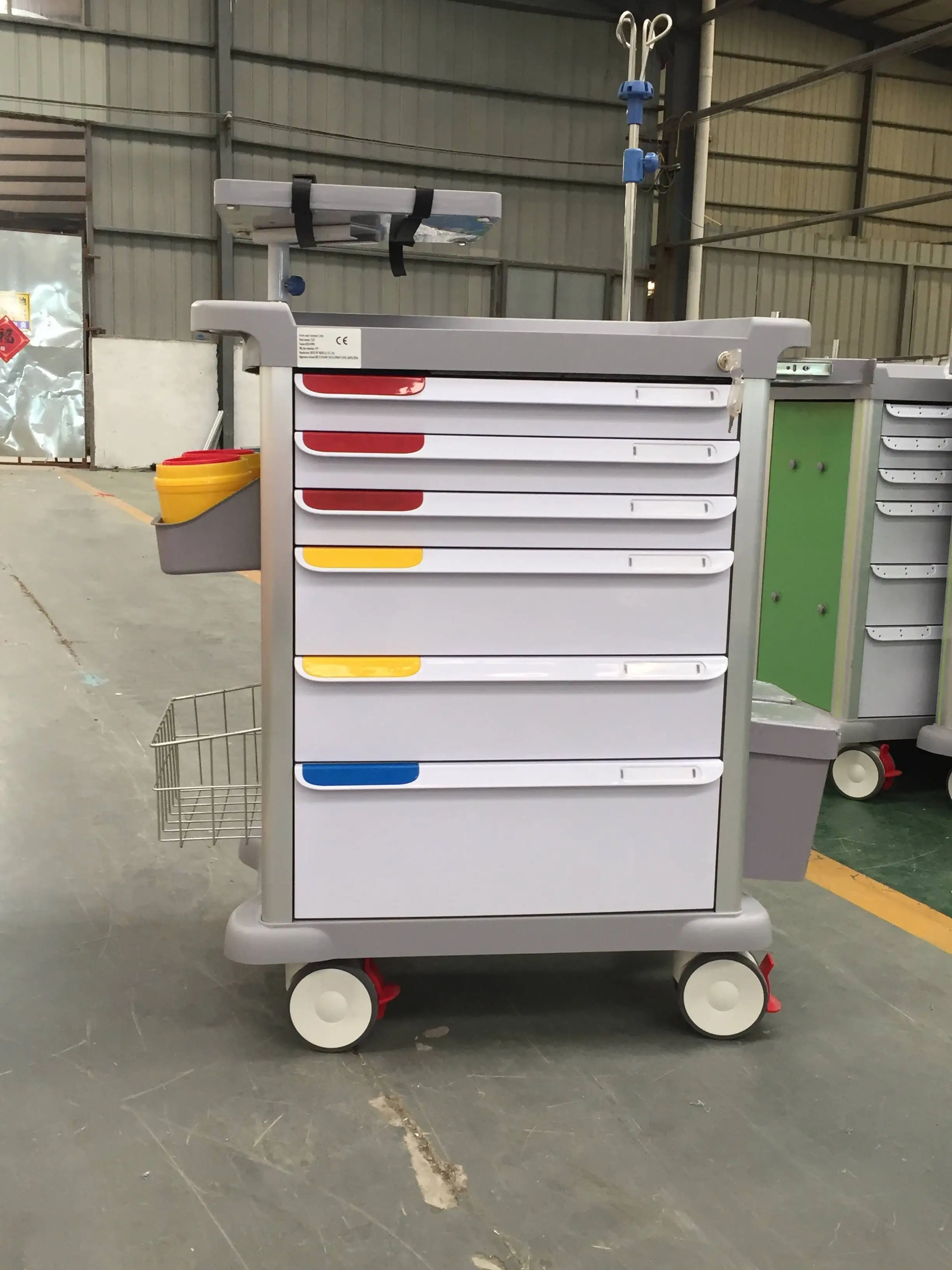 

Adjustable Medical Trolley ABS Colorful Emergency Cart Multi Function for Nursing Care