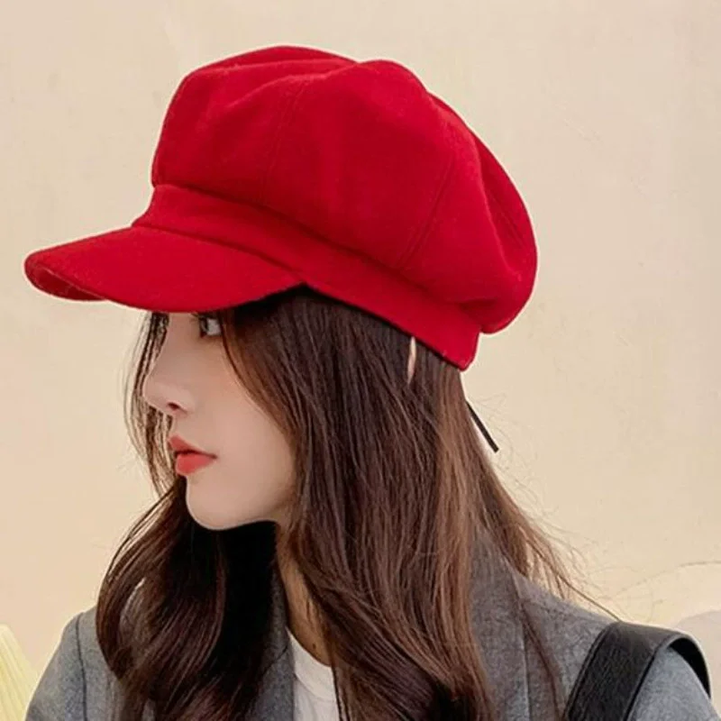 عالية الجودة الشتاء المرأة قبعة قبعة مثمنة القبعات سميكة الدافئة الرسام قبعات بلون خمر موزع الصحف قبعة الإناث سيدة قبعة