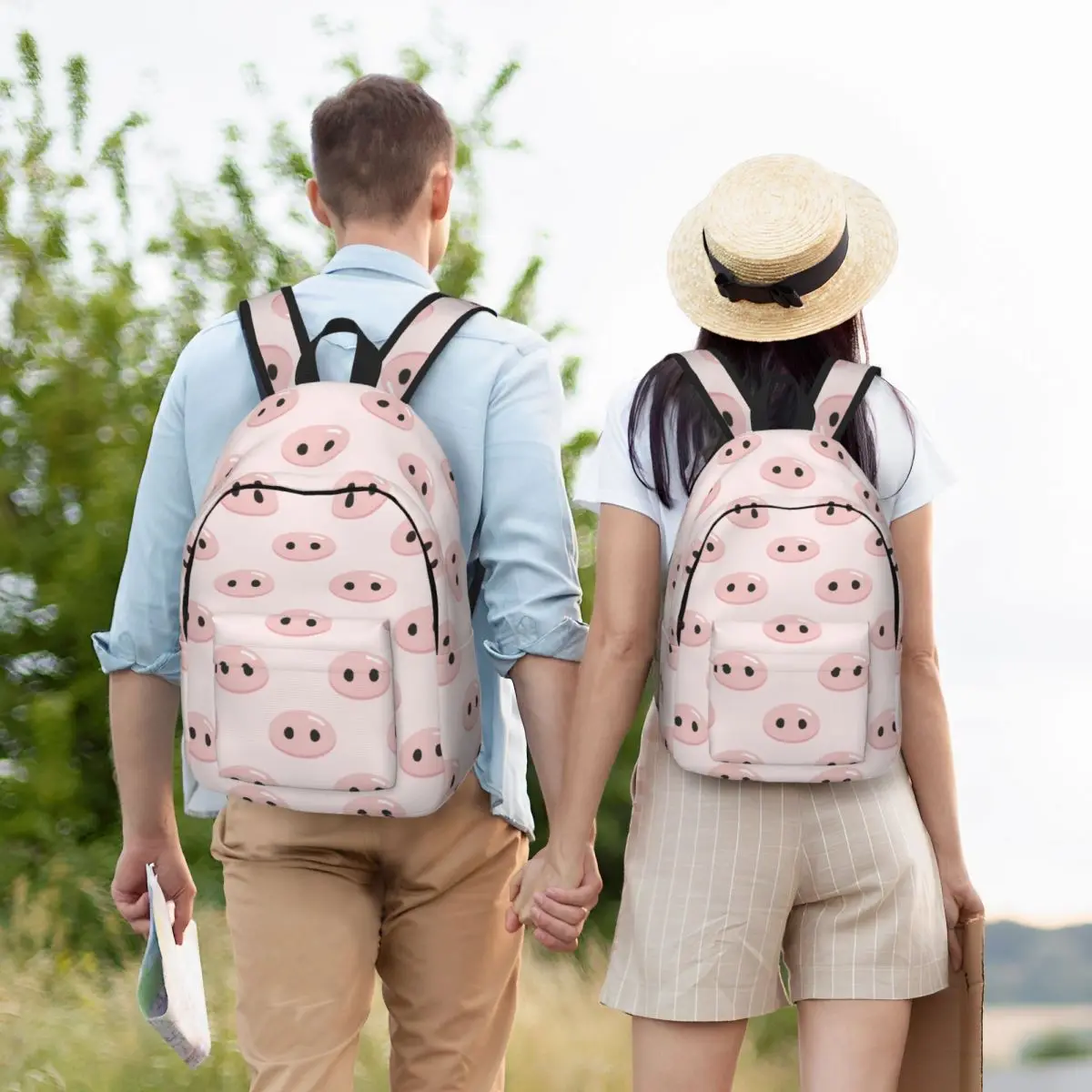 Bookbag bonito da escola do porco rosa para adolescentes, Daypack animal dos desenhos animados para o estudante, presente da faculdade elementar alta