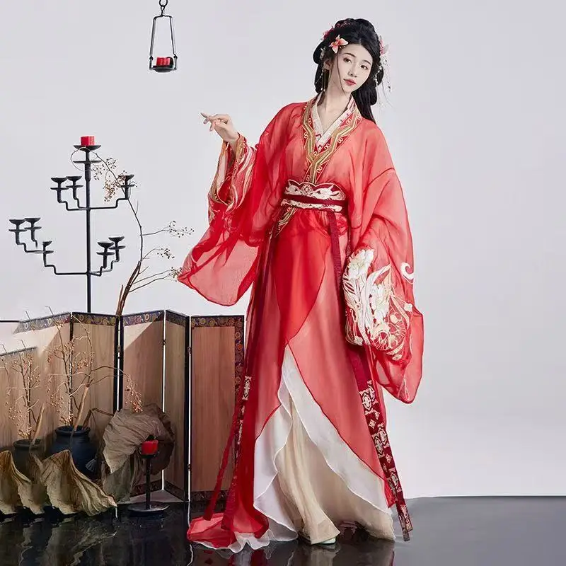 

Pre Ancient Period Chinese Costume Women's Traditional Warring States Hanfu Dress Halloween Cosplay Stage Suit Vintage Long Robe