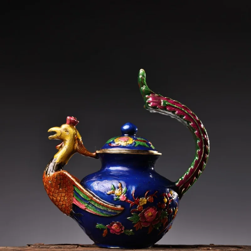 

Copper Inlaid Cloisonne Teapot Enamel Phoenix Wine Pot Home Decoration Creative Gift Crafts Antique Wholesale