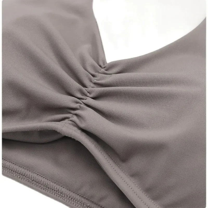 Women Halter Sports Bra High Support Impact Ruched Fitness Gym Yoga Top Workout Clothes Push-up Corset Padded Activewear