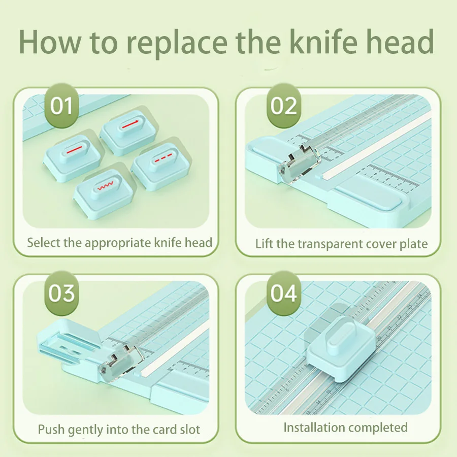 Ręczna obcinarka do papieru 4 w 1, dwukierunkowa, do biura, z 4 wymiennymi głowicami tnącymi, idealna do szkół, biur i domów.