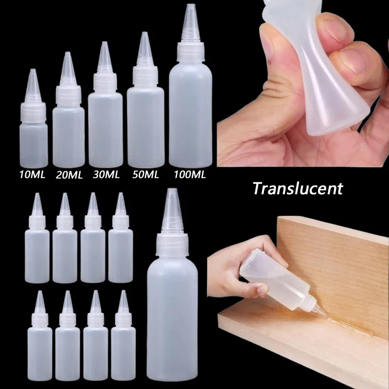 50Pcs 10ml-100ml Empty Squeezable Plastic Dropper Bottles Tattoo Ink Bottle W/ Long Tip Lid Portable Container For Pigment Oil