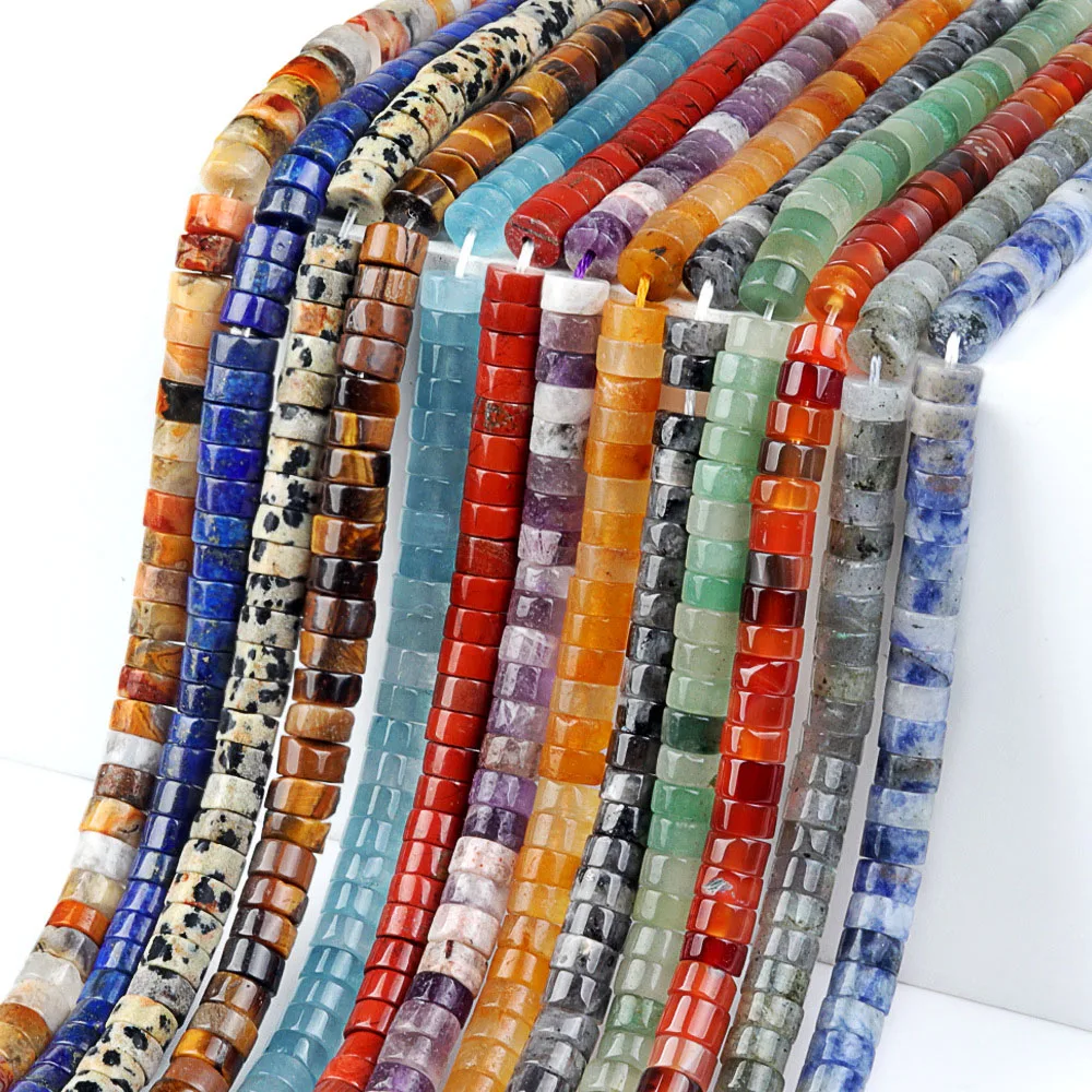 

4x2mm Natural Stone Flat Round Beads Amazonite Agates Quartzs Crystal Rondelle Gem Bead for Jewelry Making DIY Bracelet Necklace