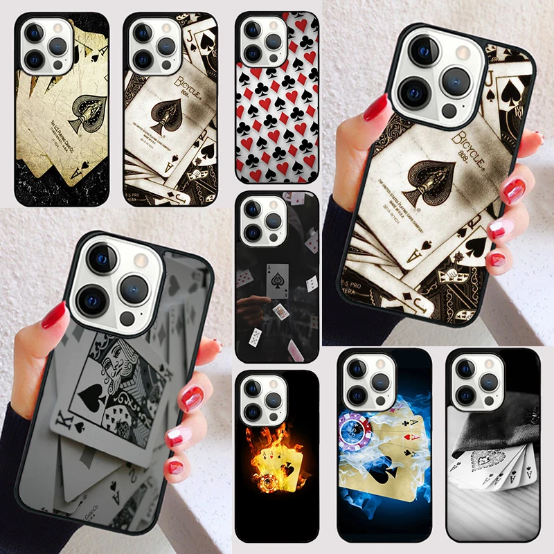 Poker Playing Cards cover For iPhone 15 16 13 12 11 14 Pro Max Mini Max SE 2020 7 8 6S Plus Phone Case