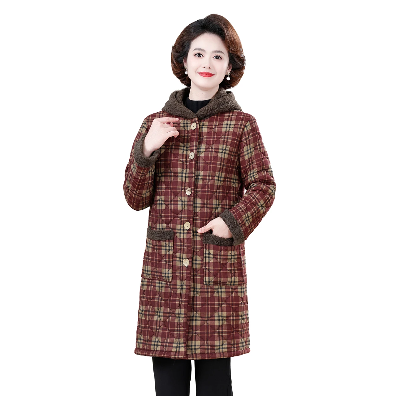 حجم كبير Fce اصطف منتصف طول Jaet المرأة الدفء الرجعية Sle تخفيف طويل Sve ملابس خارجية الخريف الشتاء فضفاضة تناسب