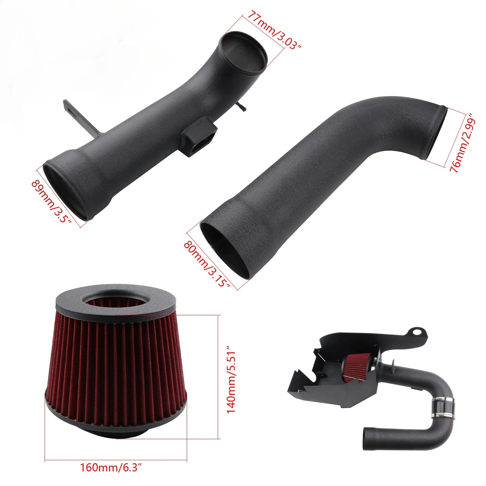 High‑Flow Cold Air Intake Kit With Heat Shield For BMW N20 N26 2.0T 2012‑Up F20 F22 F30 F32 125i 228i 320i 328i 420i 428i