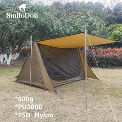 Smilodon-Ultralight Shelter Tent PU3000 Portable 1-2 Person Outdoor Bushcraft Tent for Backpacking Hiking Camping Survival