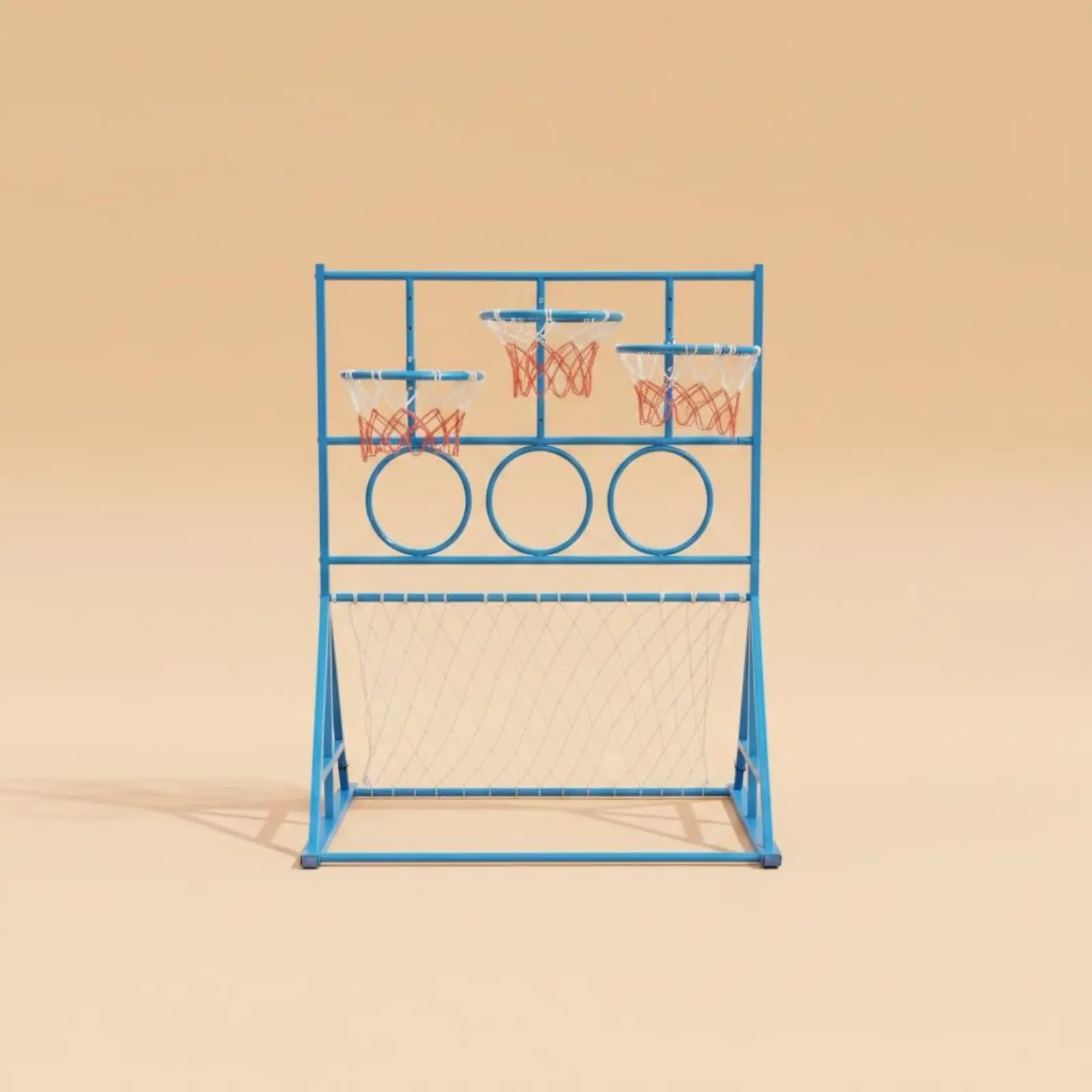 

Multi Sport Game Stand Outdoor Children Soccer Goal Sports Activity Center Adjustable Height Play Ball Frame Sturdy Metal