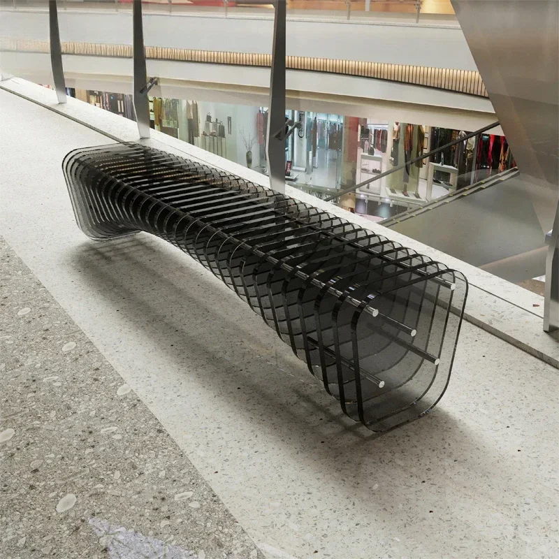 

Living Room Reception Rest Stool Villa Black Special-Shaped Shoes Changing Acrylic Desk Bench