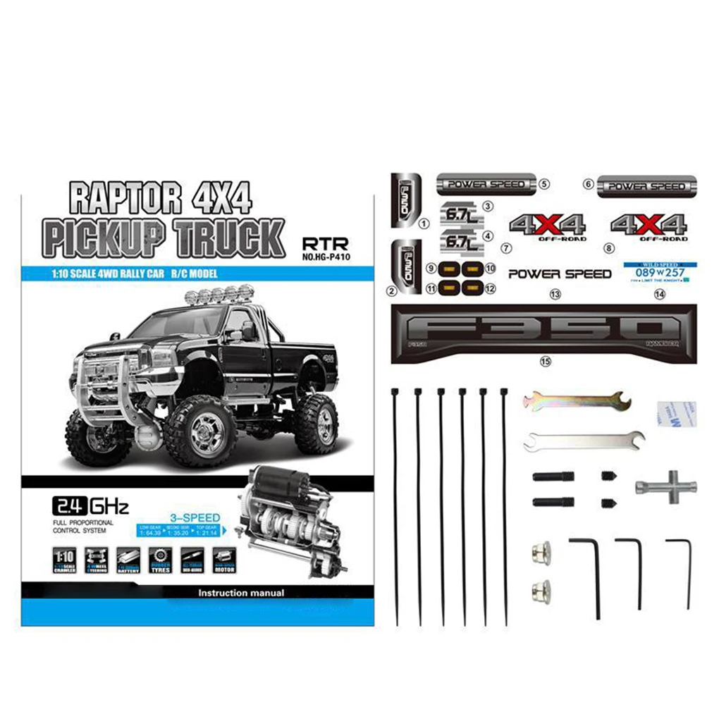 HG RC سيارة 2.4G 4WD شاحنة على الطرق الوعرة تسلق مركبة الراقية نموذج 1/10 رابتور P410 سرعة 30 كجم/ساعة التحكم عن بعد لعبة الكبار هدية