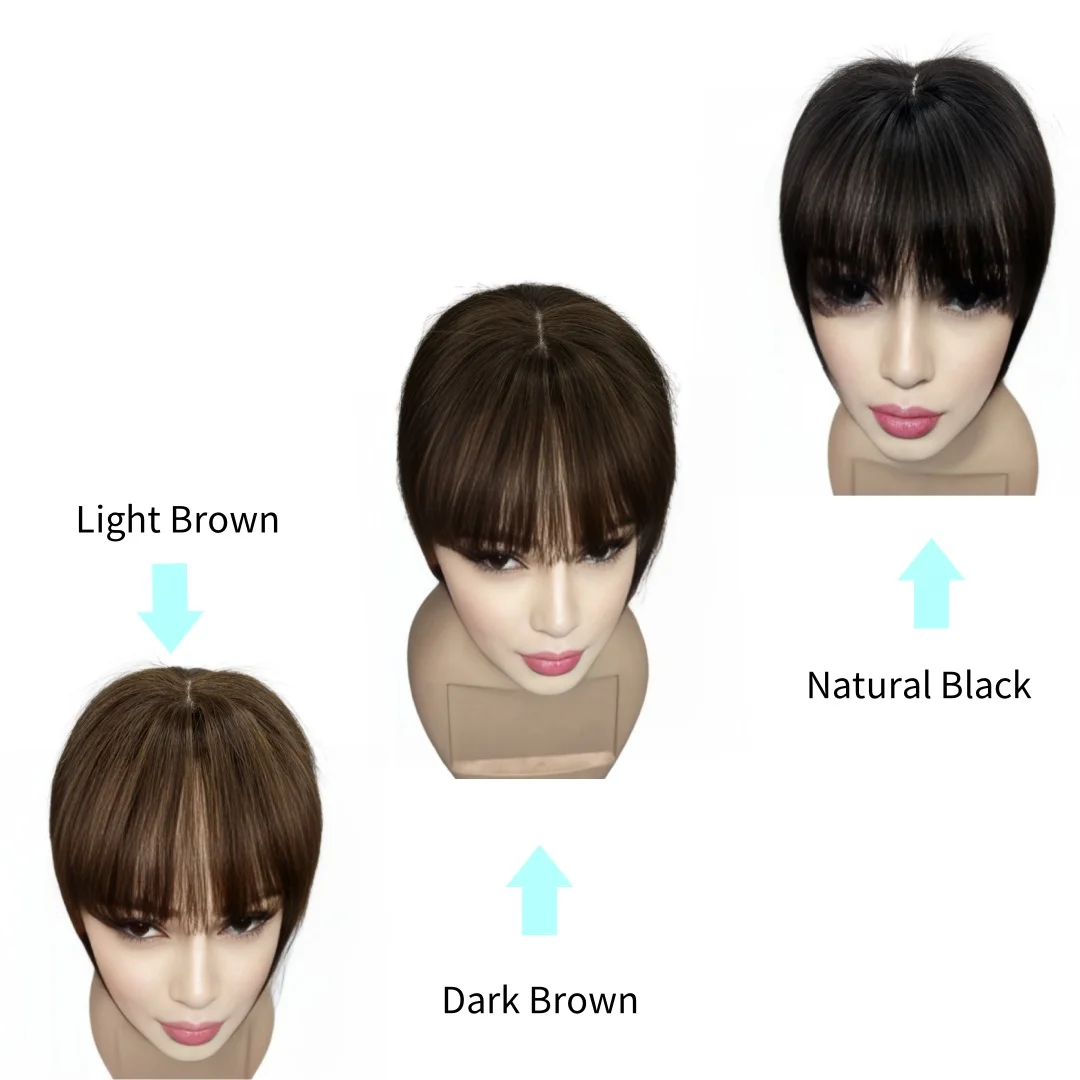 25cm 100% postiches de cheveux humains pour femmes pinces à cheveux dans l'extension de Toppers pour femme toupet frange droite couverture cheveux gris