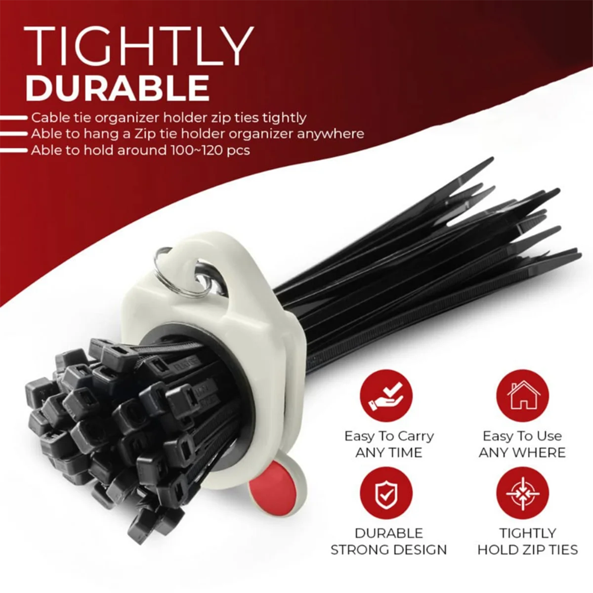 Organizer per fascette con cerniera per cavi da 2 pezzi-per fascette e fascette in metallo per impieghi gravosi, supporto per fascette con cerniera per cintura degli attrezzi con fascette per cavi da 20 pezzi