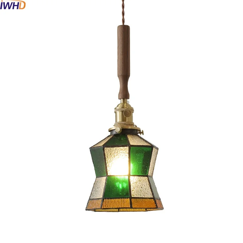 

IWHD Nordic Modern LED Pendant Lamp Walnut Copper Living Dining Room Bedroom Glass Hanging Lights Fixtures Hanglamp