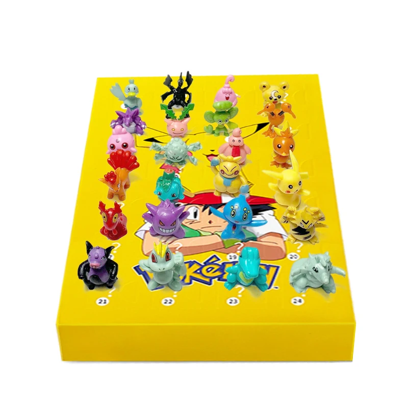 24 unids/set figura de Pokémon calendario de Adviento de Navidad caja ciega regalo Pikachu Kawaii Pikachu Anime figura acción PVC modelo niños juguete