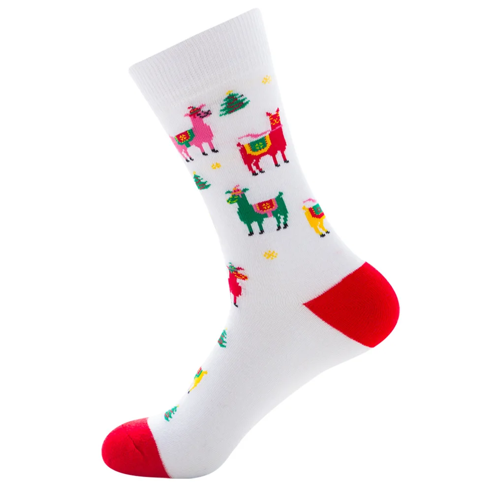 1 Pairs Men Women Socks Lover Christmas Halloween Celebrate Santa Elk Gift Party Biscuits Snow Happy Funny Tide Cotton Socks EU3