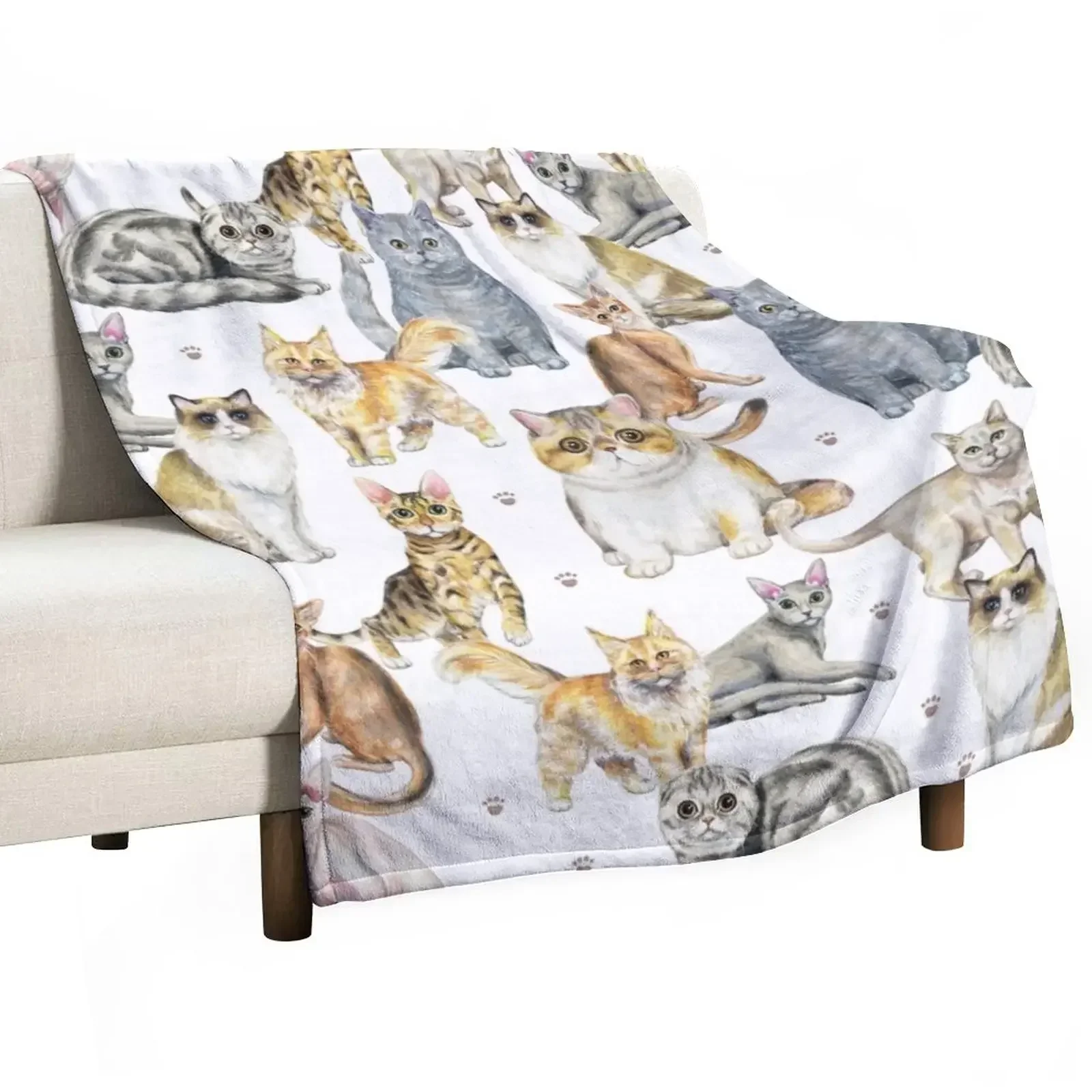 

Cats Collage Throw Blanket Summer Beddings Soft Plush Plaid Blankets