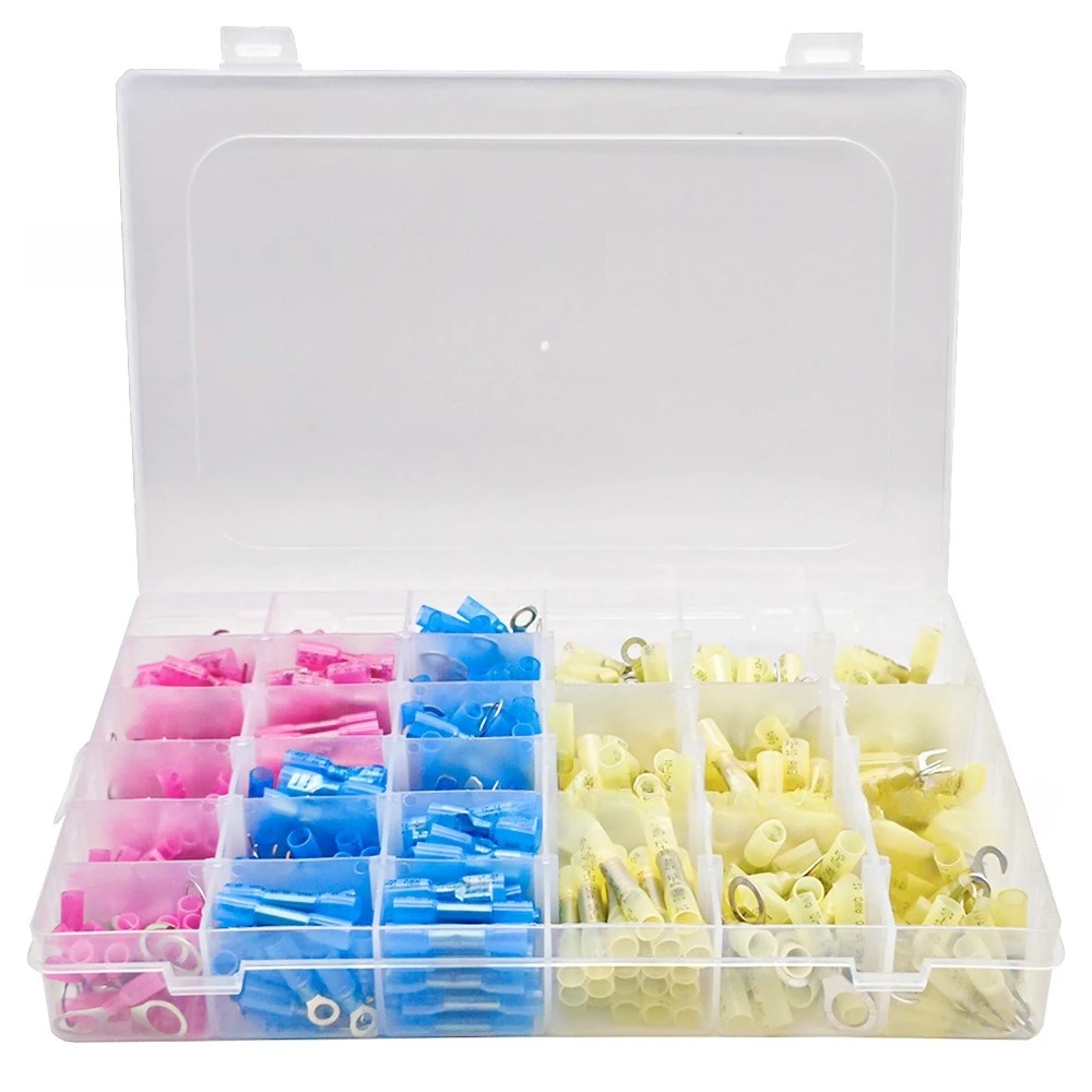 540PC BHT Heat Shrink Wire Connector Kit Waterproof Ring Fork Spade Male Female Quick Crimp Terminals Electrical Wire Connectors