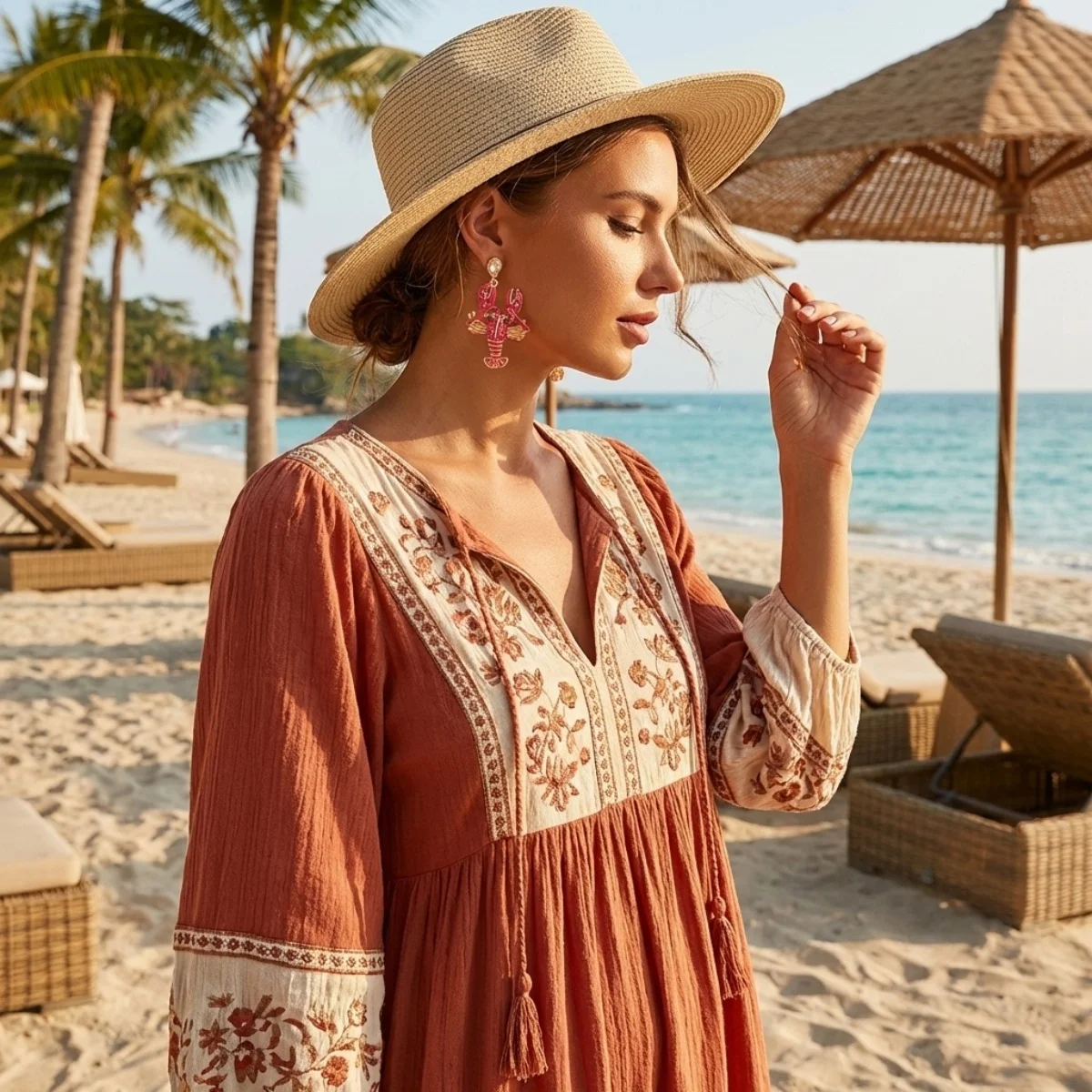 Kreative, übertriebene rote Strass-Hummer-Ohrhänger für Damen und Herren, glänzende, modische Meerestier-Sommerohrringe, Partyschmuck – Detail 6
