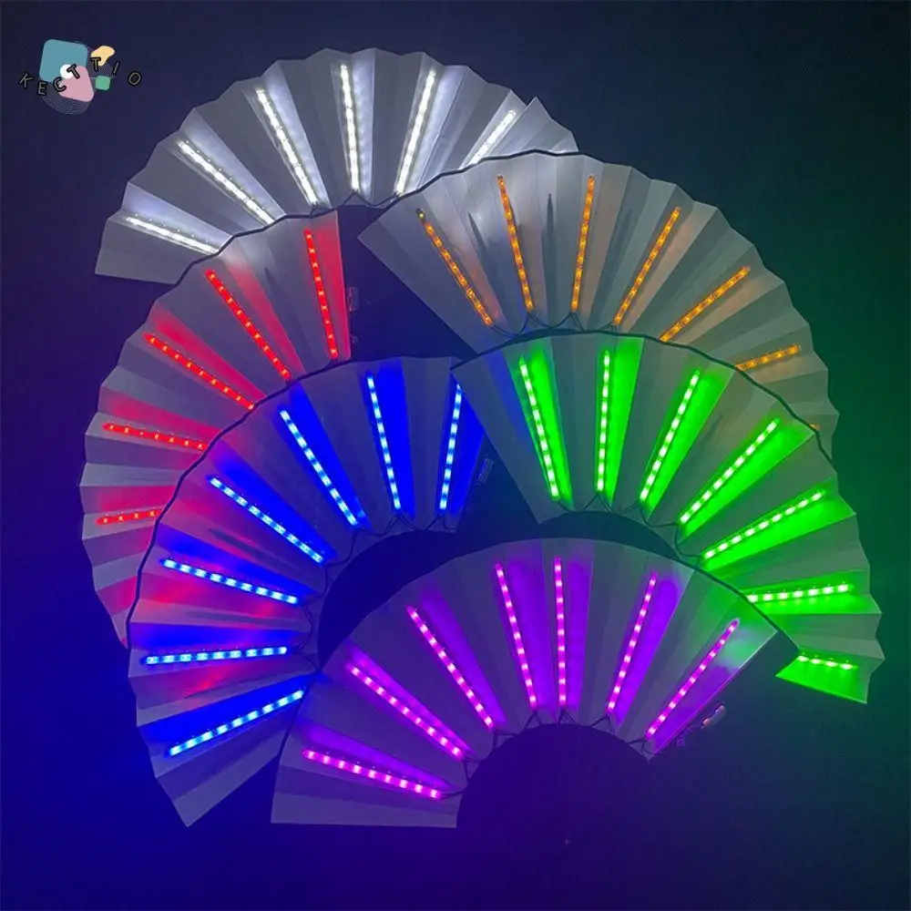 

Colorful Luminous LED Folding Fan Glow in The Dark Festivals Club Dancing Lights Fan Handmade Glowing Hand Fan Easter Gift Duck