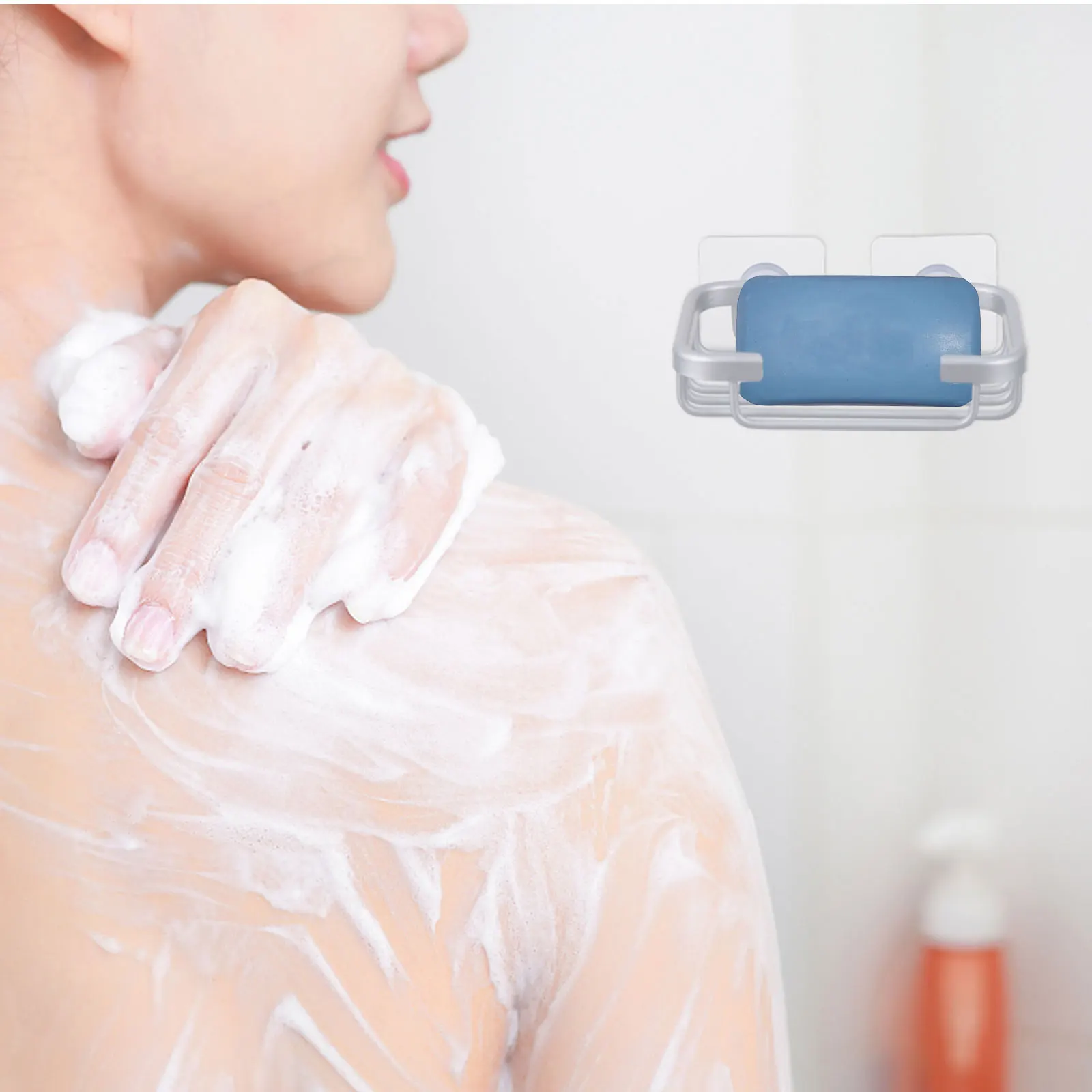 

1 set No-Punch Soap Dish Holder Aluminum Silver Mini Rack Bathroom Storage Self-Draining Case Dry Clean Mold Prevention