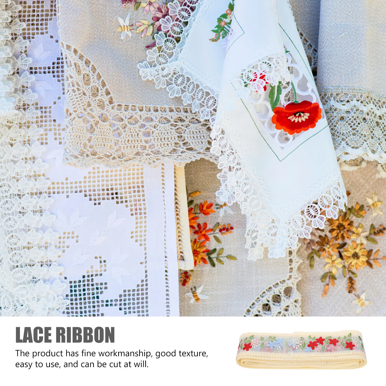 

1pc Embroidery Lace Ribbon Handmade Applique Trim Decor Bow Sewing Craft Milk Silk Baby Soft Smooth Touch Affordable Price Fine