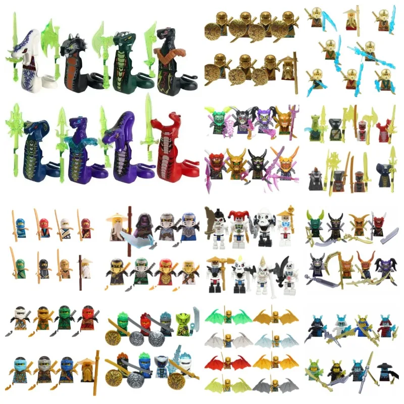 Ensemble de 104 pièces de figurines ninja à assembler, jouet de construction DIY, cadeau d'anniversaire pour garçon.