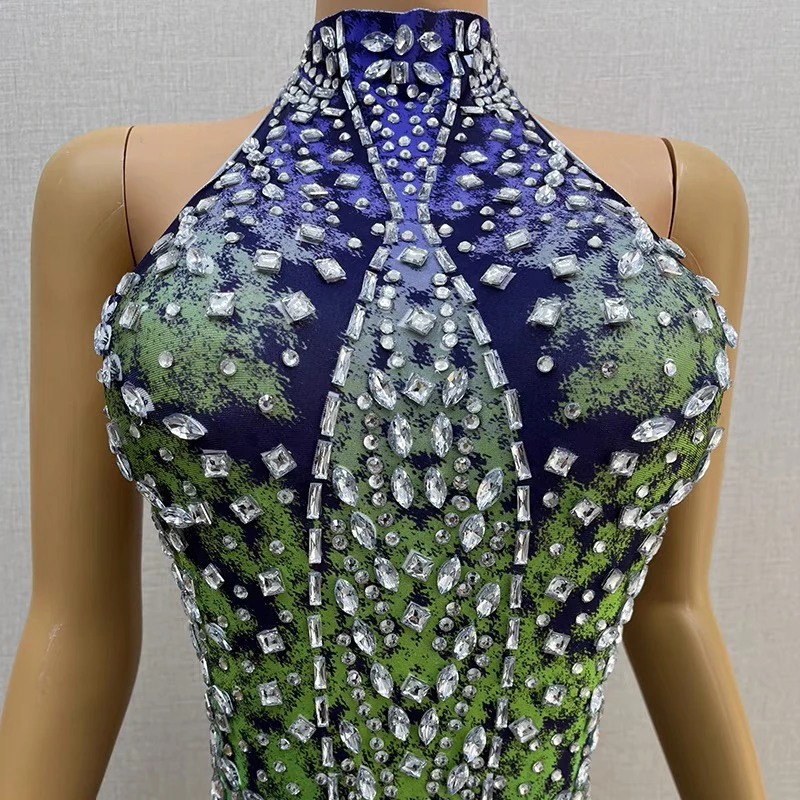 Seksowne body z frędzlami i dżetami, kostiumy dla tancerki jazzowej, strój do baru, klubu nocnego, na imprezę DS DJ, rave, festiwal, XS8125