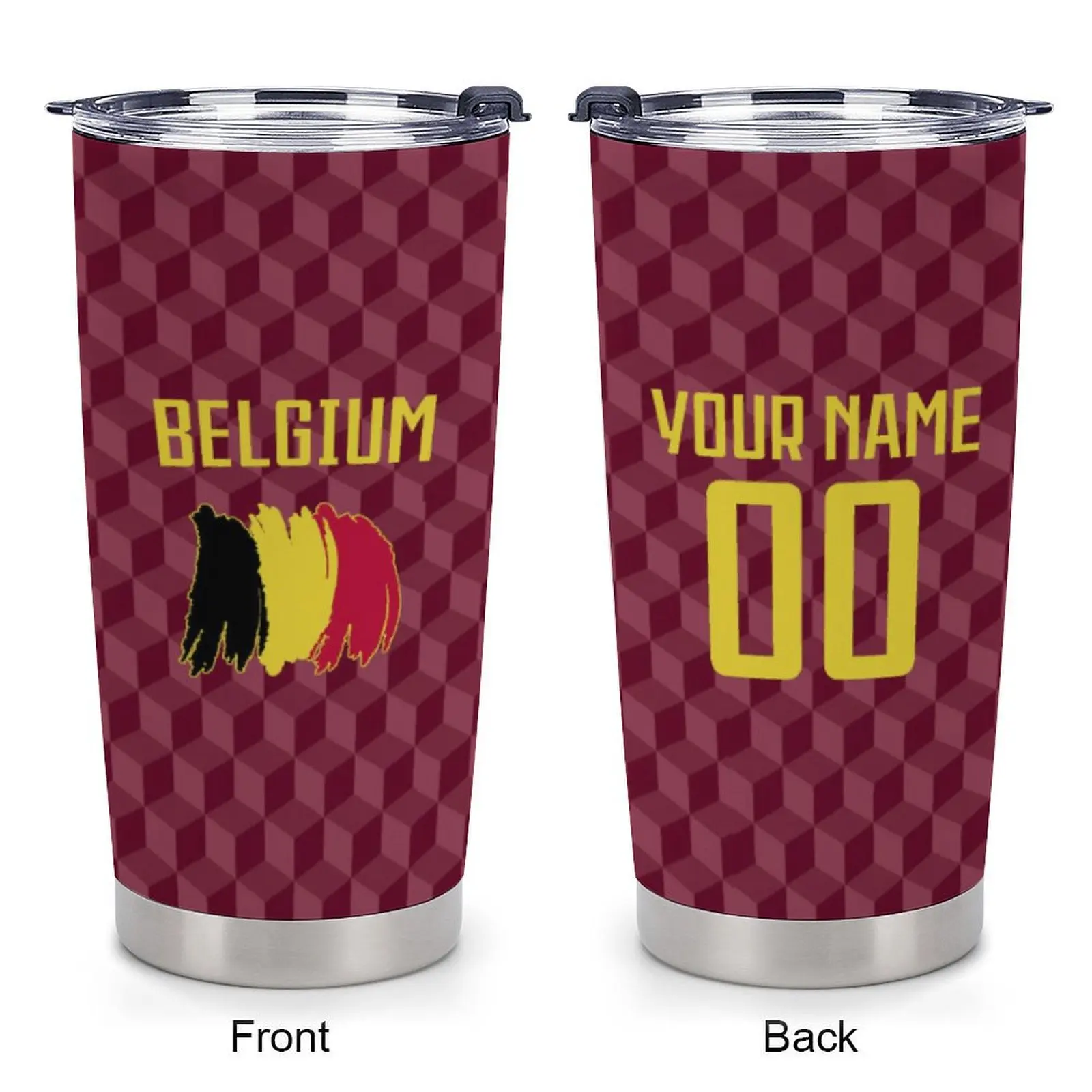 

Custom Belgium Tumbler with Name Number Personalized Stainless Steel Travel Cup 20oz Insulated Coffee Mug Fan Gifts for Coach