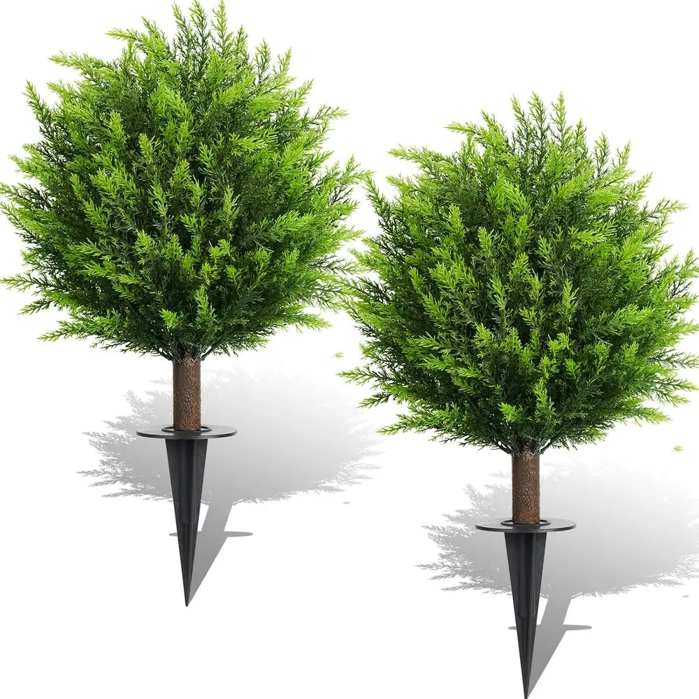 

26.5 UV-Resistant Evergreen Artificial Topiary Trees, Set of 2 for Outdoor or Indoor Use