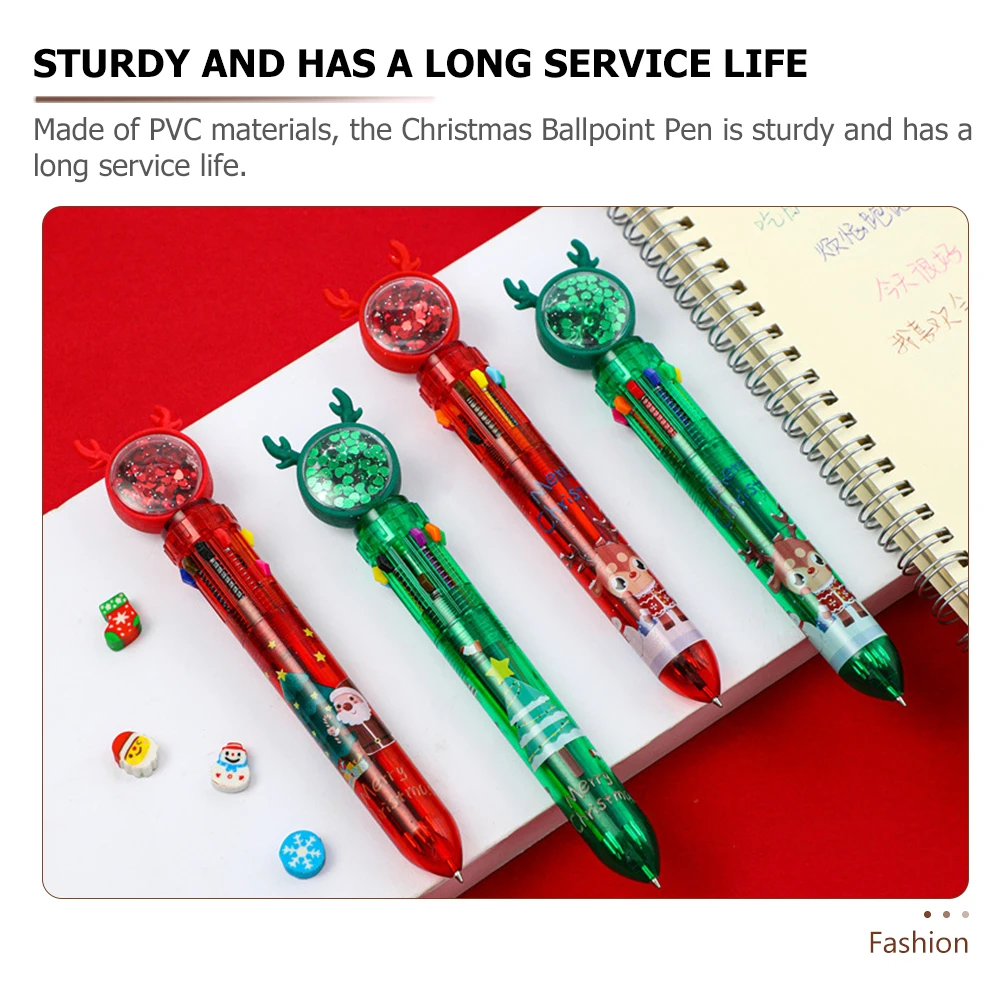 

4 шт., рождественские шариковые ручки, креативные рождественские тематические гладкие ручки для письма, портативные практичные канцелярские товары, рождественские подарки