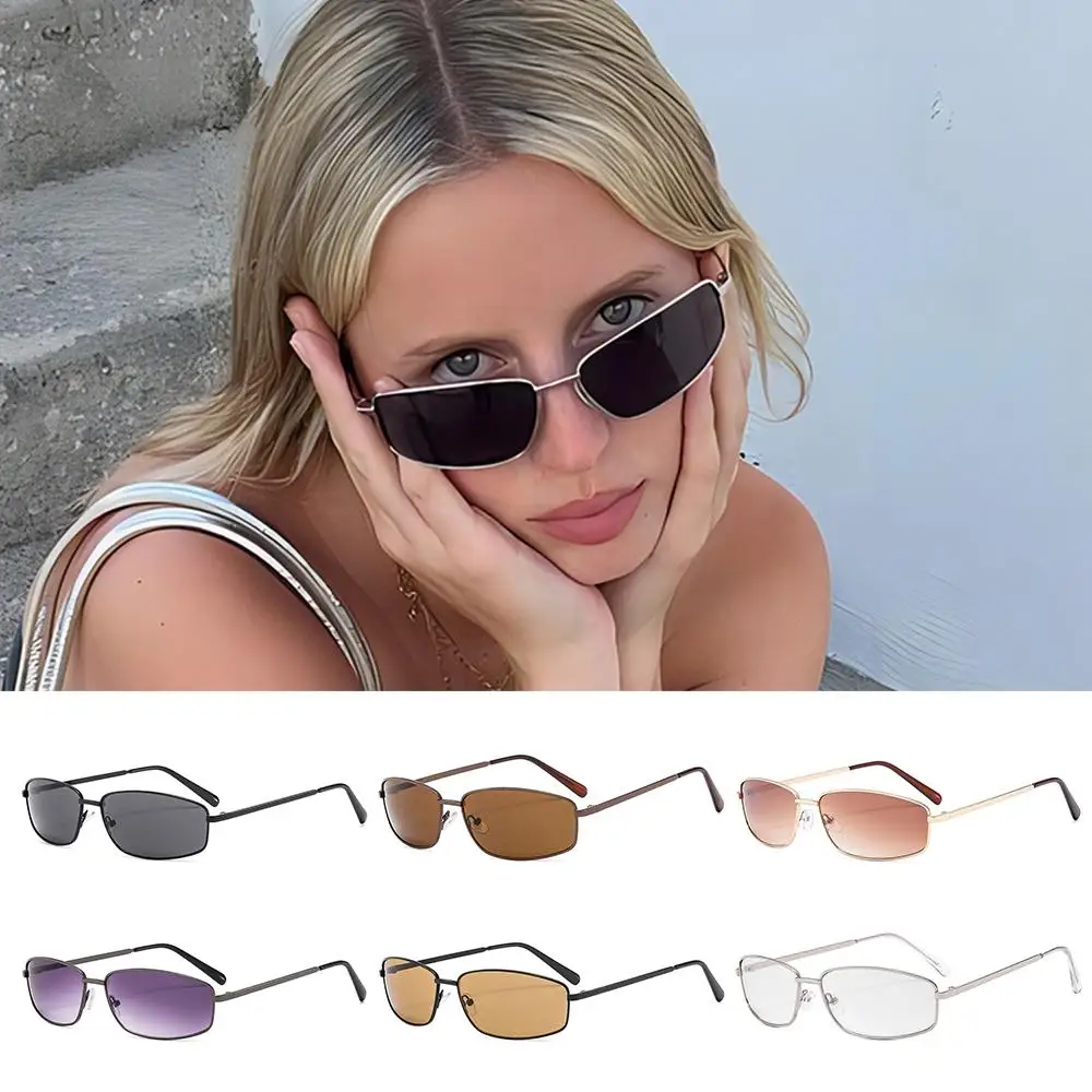 

Trendy Vintage American Sunglasses Metal Frame Hot Rectangle Shades Y2K Punk Sun Glasses for Women & Men