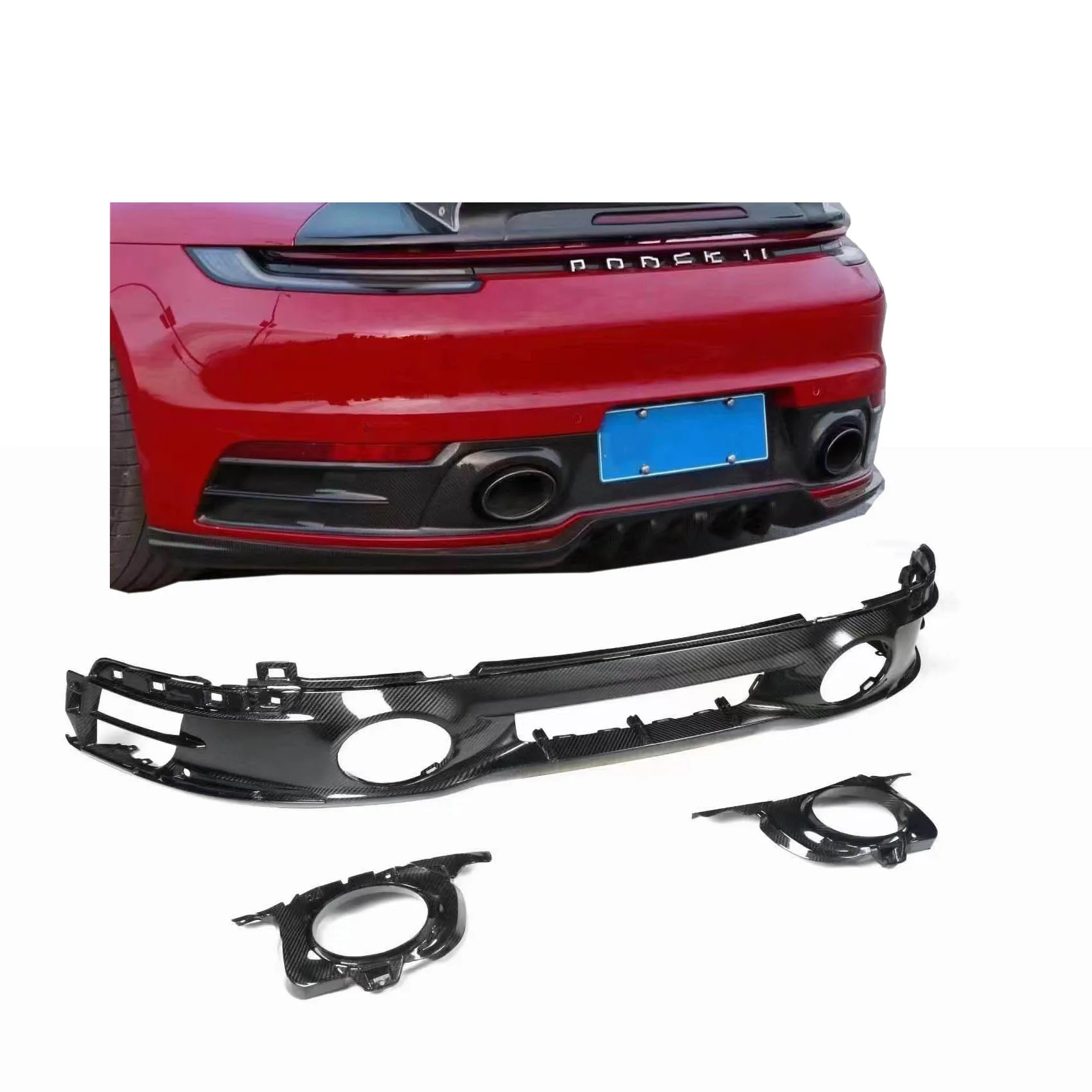 Dry carbon rear lip for Porsche Carrera 992 911 sport body kit  diffuser