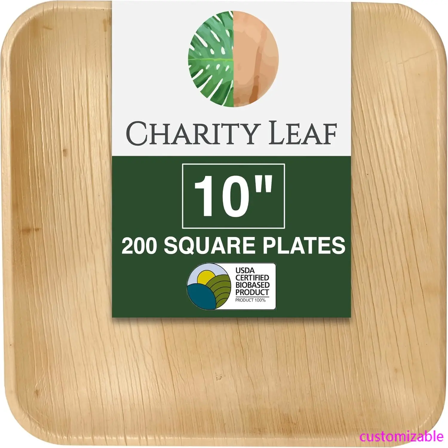 

Compostable 10" Square Palm Leaf Dinner Plates (200-pack) | Premium, 100% Natural, Disposable, Heavy Duty | Perfect