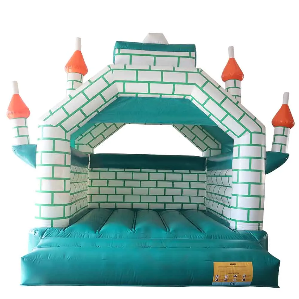 13*13ft Kasteel Gebouw Groen Springkussen Huis voor Kinderen Commercieel Opblaasbaar Lucht Springkasteel met Blower