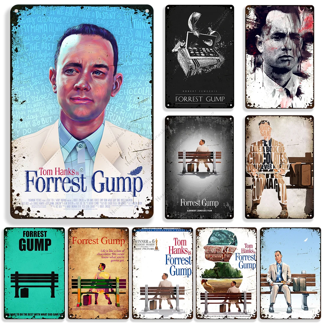 Classic Movie Poster Forrest Gump Vintage Poster Metal Sign Retro Decorative Sign Home Garage Pub Bar Man Cave Club Wall Decor