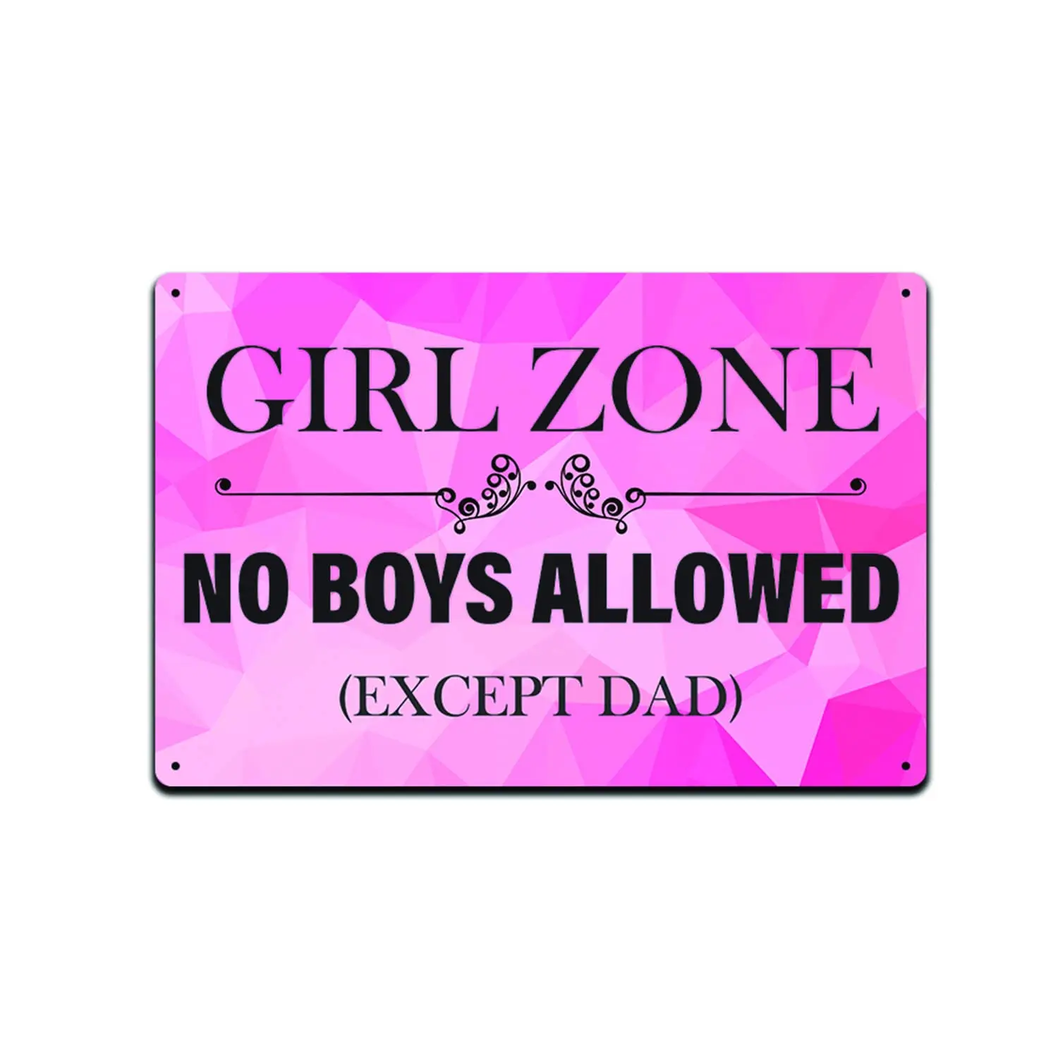 JP's Parcels Tin Signs Home Wall Decor - Metal Sign 12 x 8 in. Girl Zone No Boys Allowed Except Dad