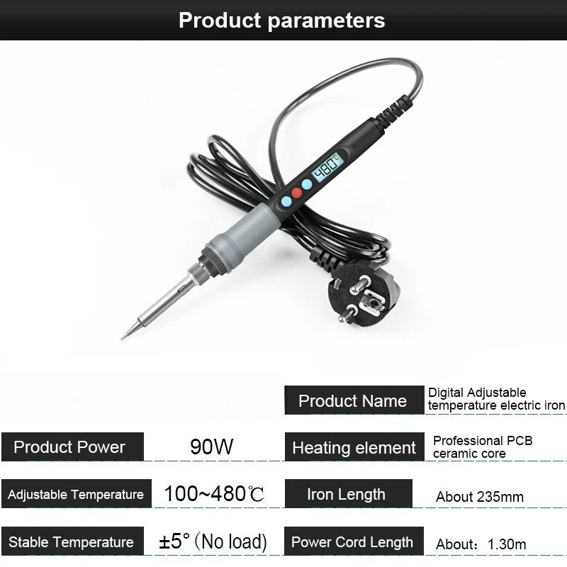 

90W digital display electric soldering iron set, internal heating type constant temperature control LCD, with switch and dormant