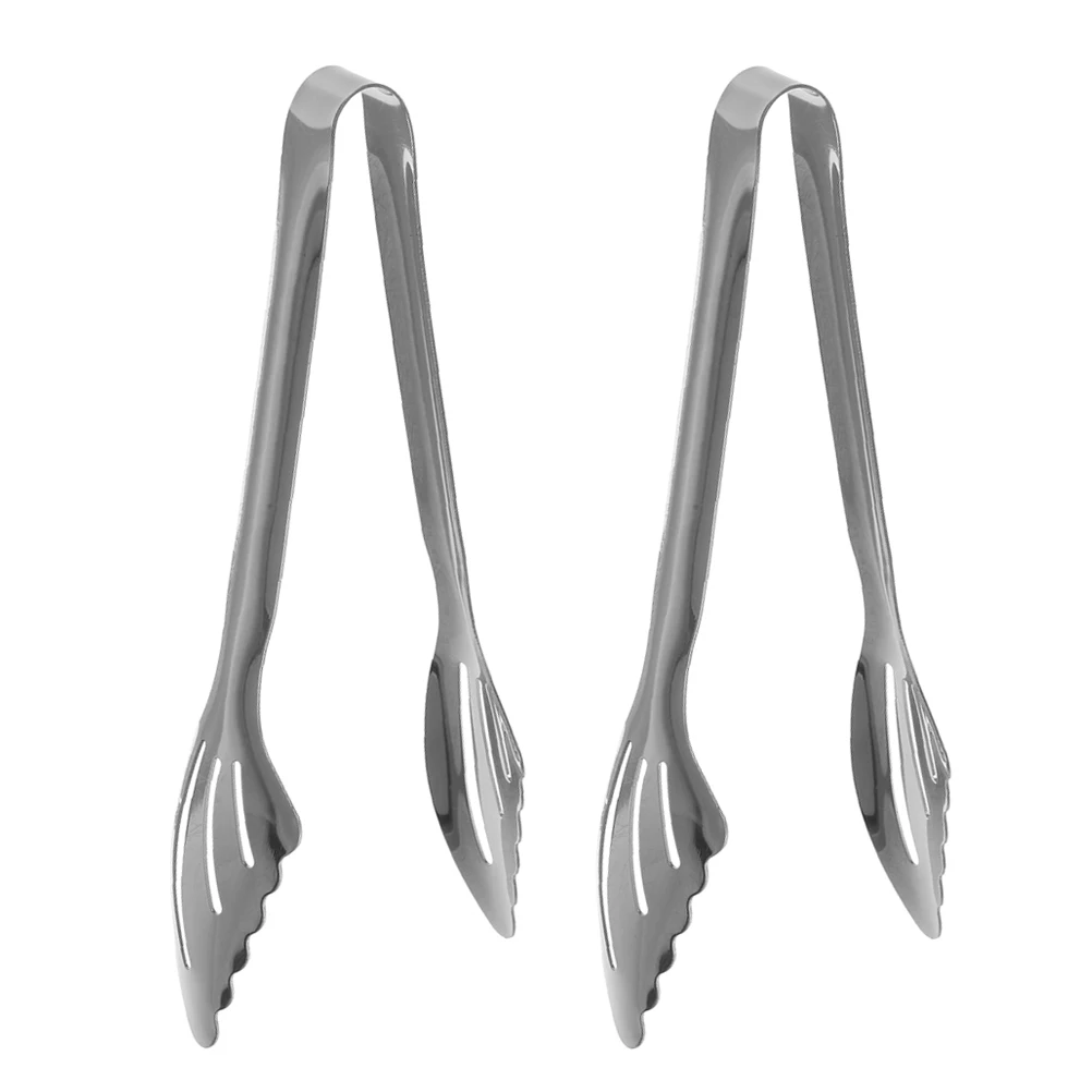 

2Pcs StainlessSteel FoodTongs MiniServing FryingDessert PastaMetalCooking HeatResistantTips KitchenTools