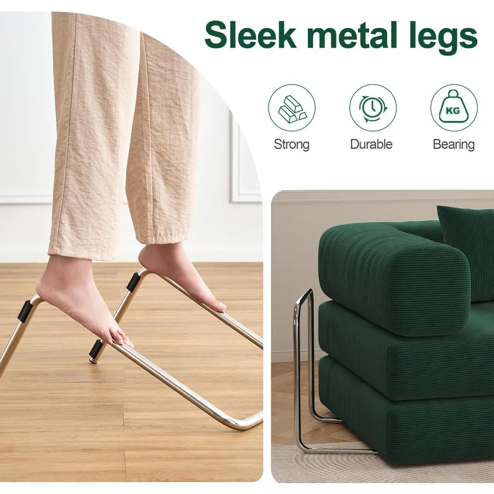 أريكة سرير قابلة للتحويل مقاس 79 بوصة مع وسائد، أريكة نوم قصيرة قابلة للطي مع إطار ثابت، أريكة بدون عظم لغرفة المعيشة #6