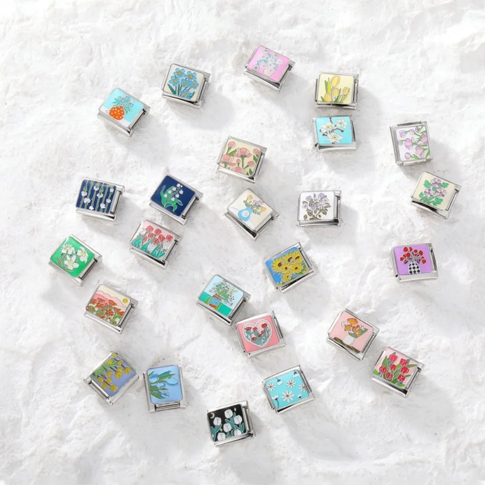 الأزياء الفولاذ المقاوم للصدأ وحدة سوار الملحقات DIY الرجعية سحر سوار ربط زهرة الإيطالية سحر ربط المرأة كما هو موضح #3