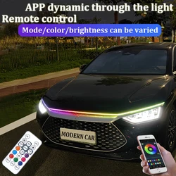 Dynamic APP LED Daytime Running Light RGB Colorful Universal Auto Decorative Lamp Turn Signal Stream Car Hood Headlight Strip